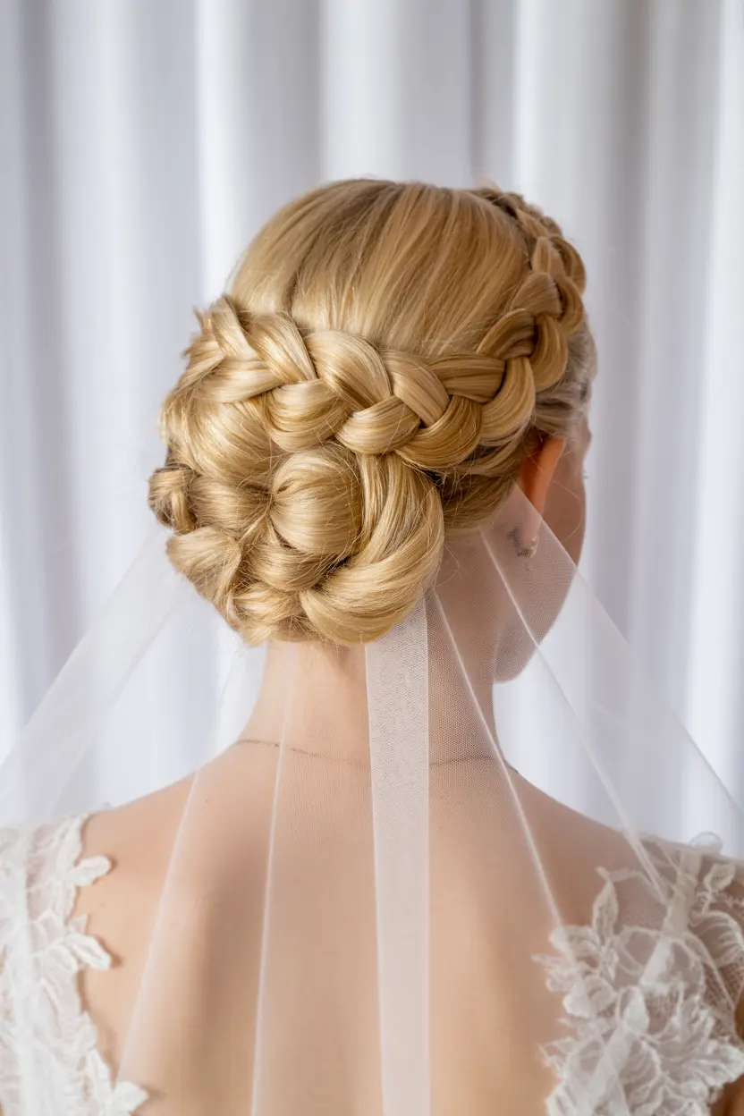 4.soft twisted updo with veil