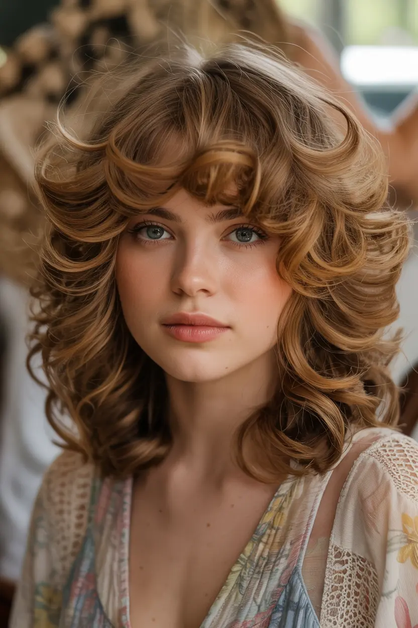 40.boho butterfly cut with bouncy curls