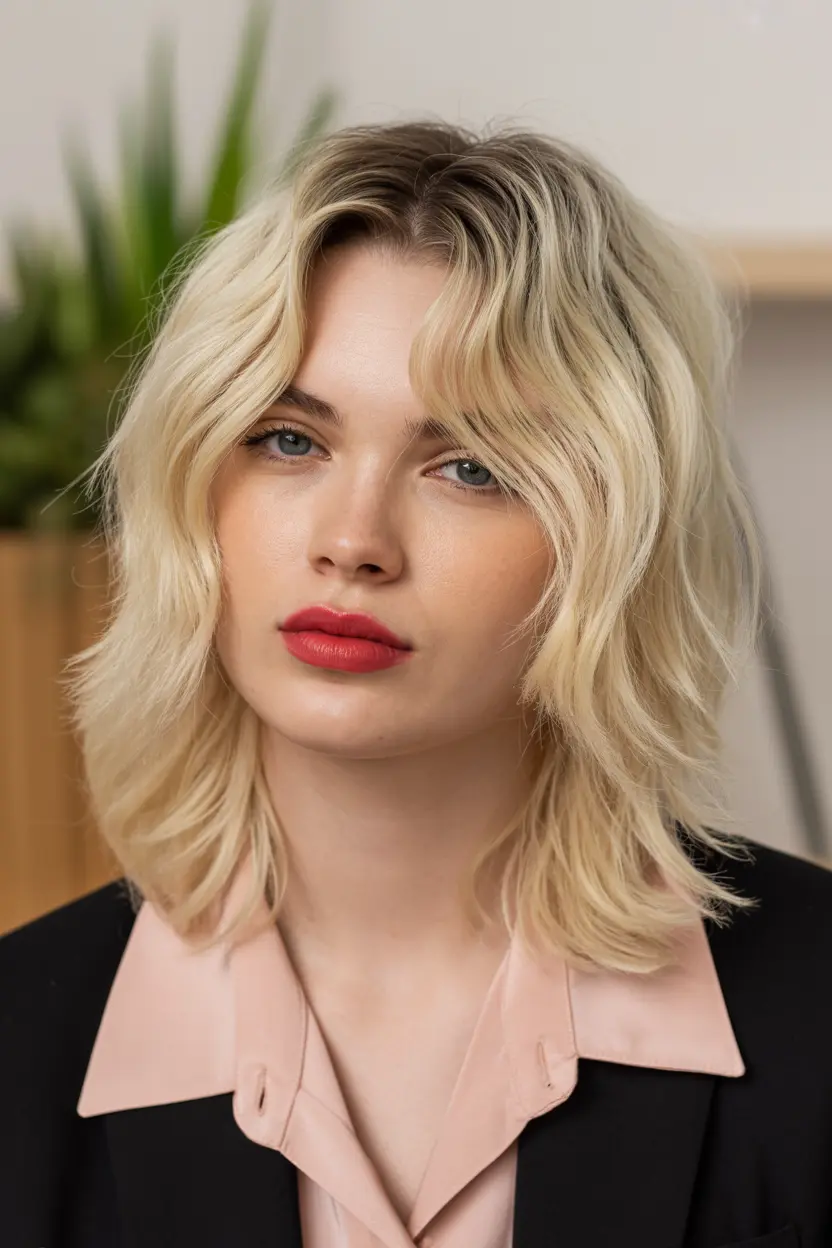 40.razored lob with messy waves