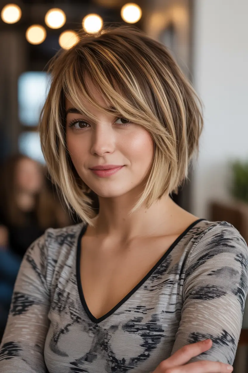 41.layered bob with highlights