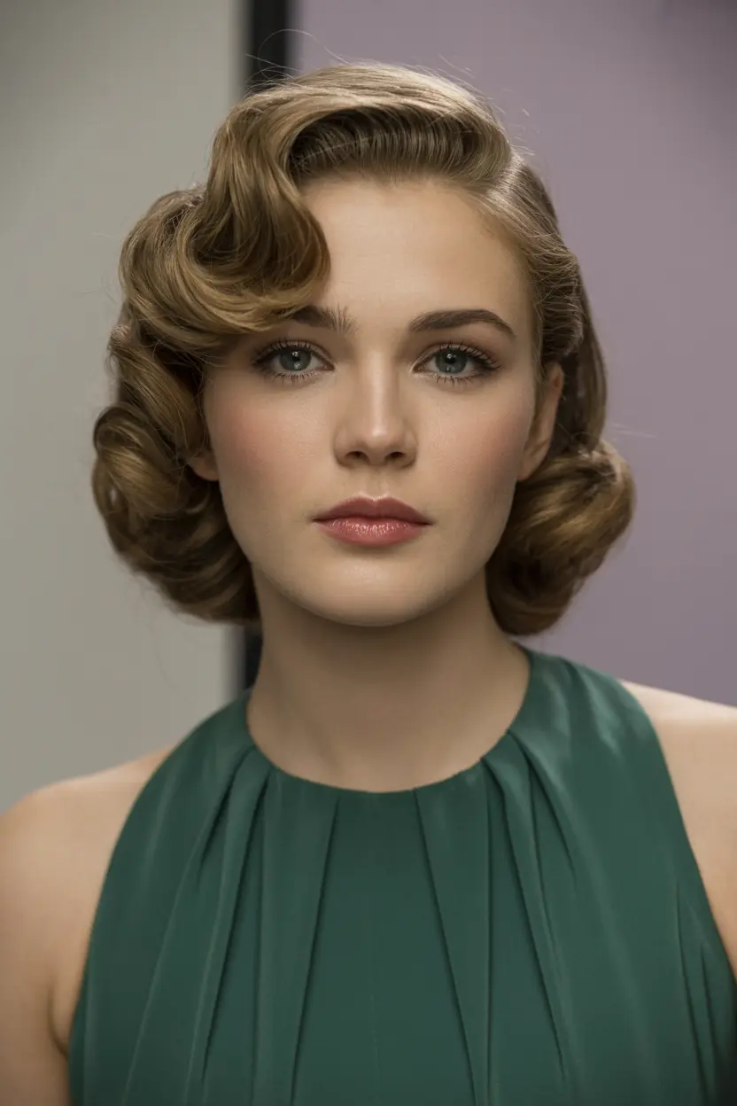 41.side parted retro waves