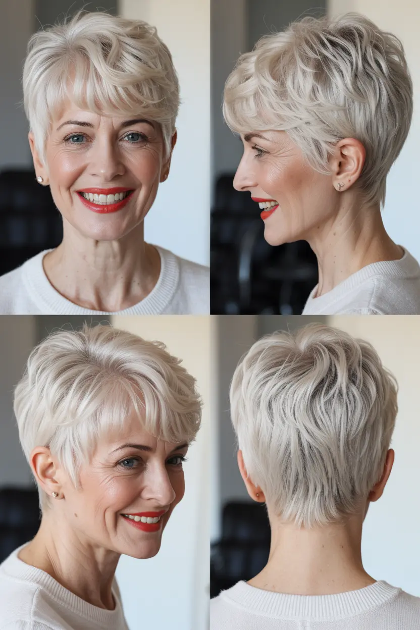 42. very short white pixie cut