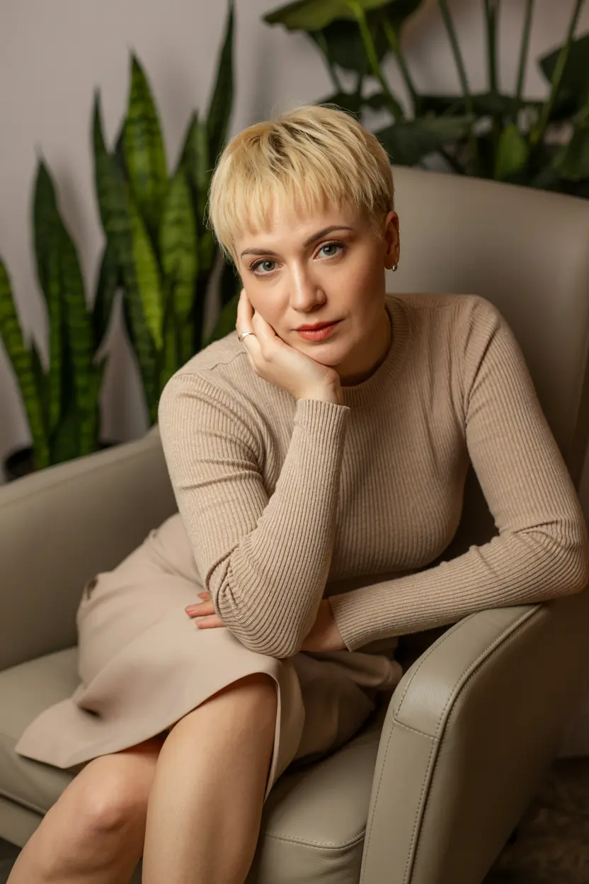 42.pixie cut with short bangs