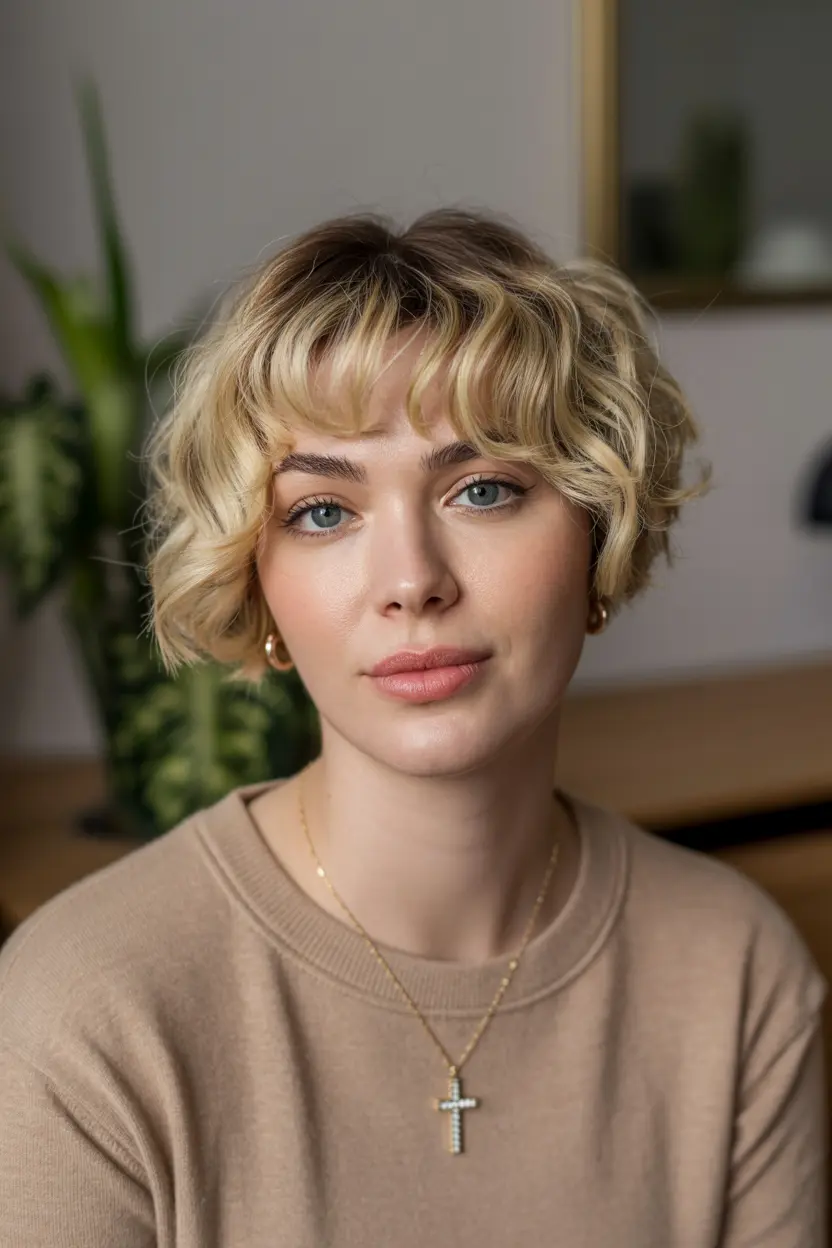 42short curly brown bob