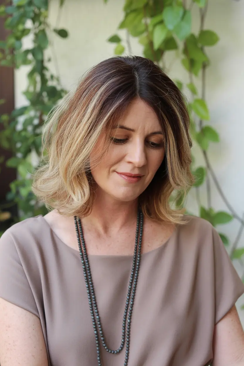 43.beautiful balayage on medium length hair