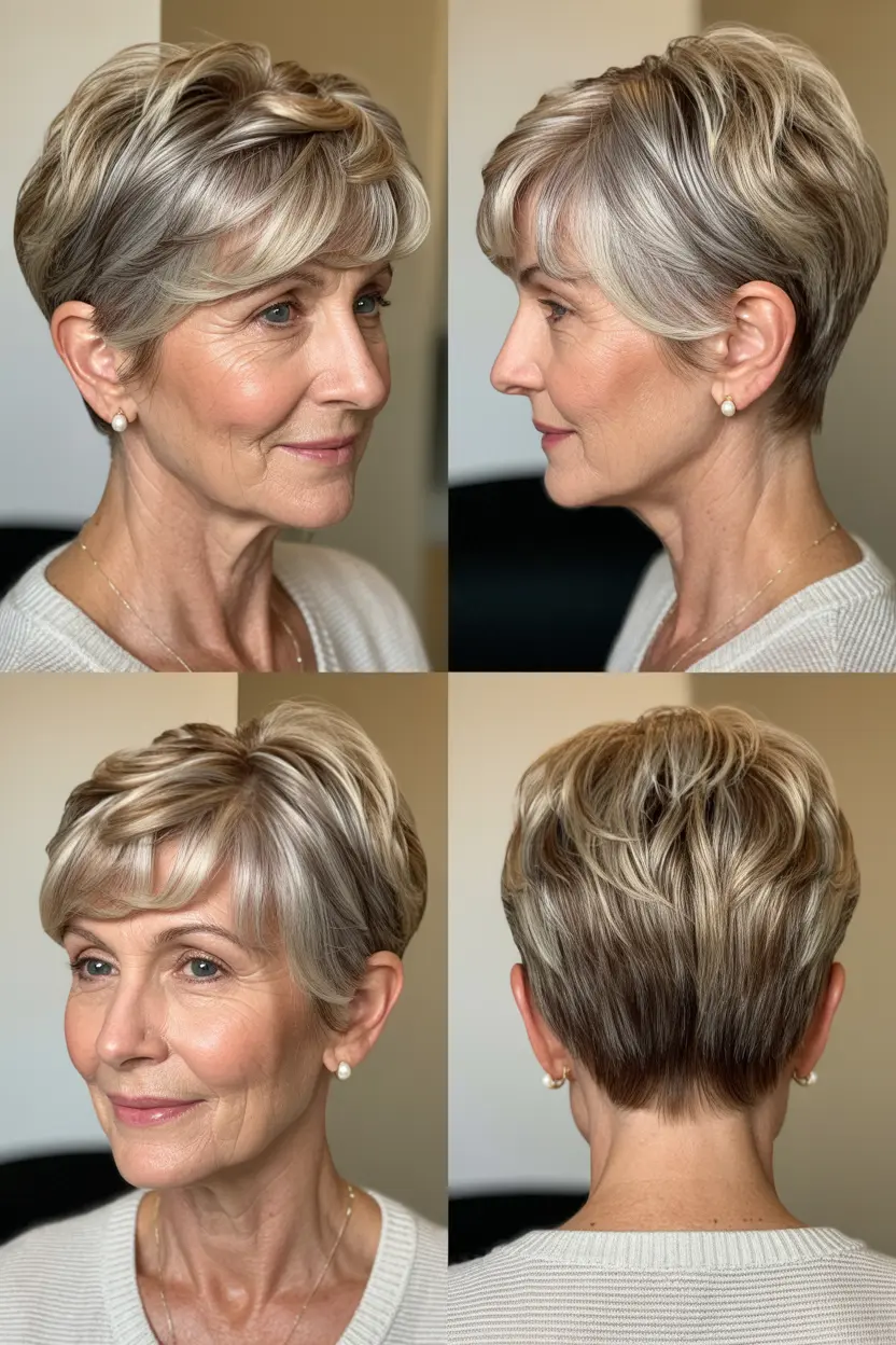 44.two toned choppy pixie for old women