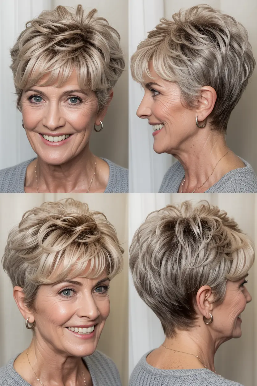 45.razored pixie with balayage and root shadow