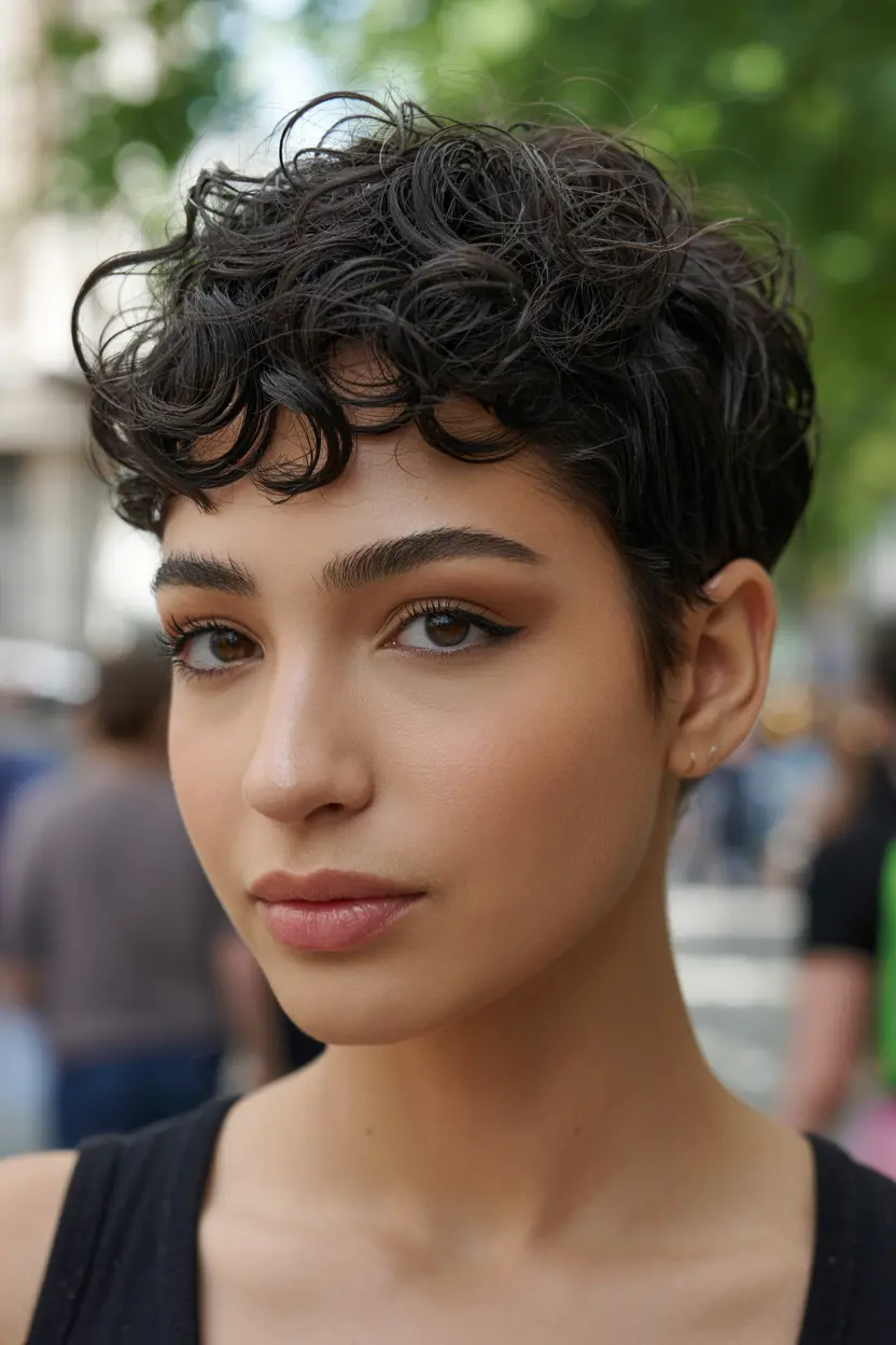 46.curly black tapered