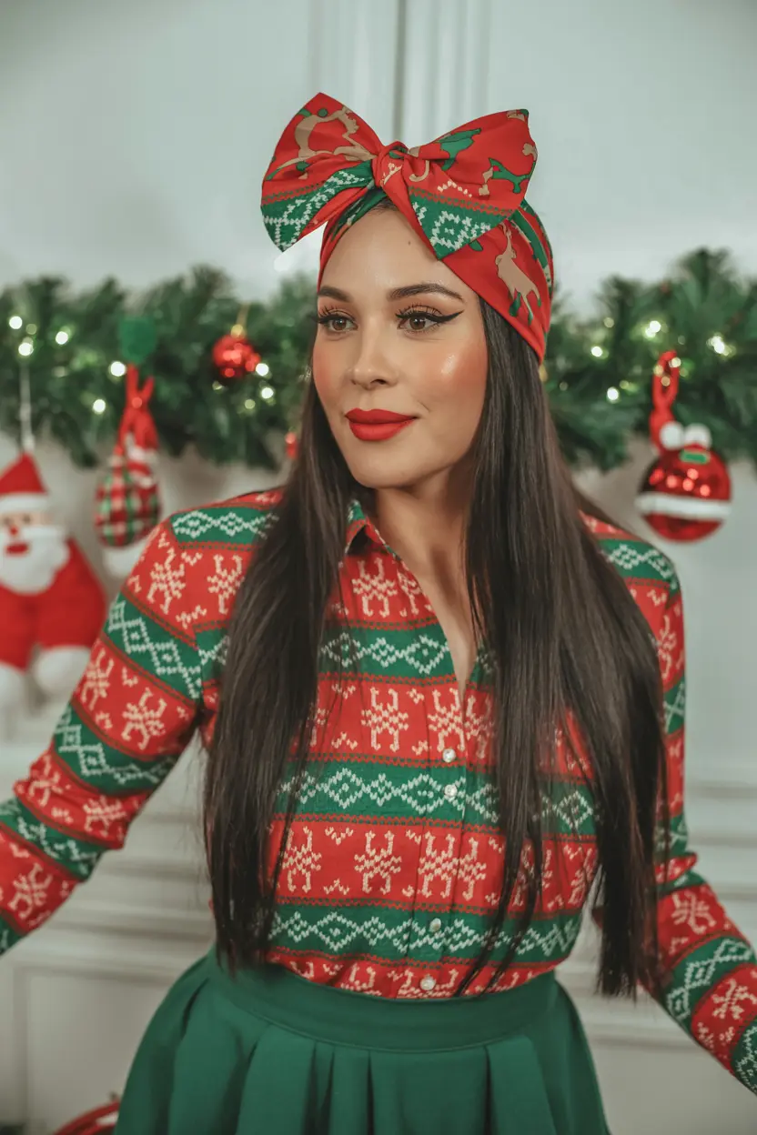 47. headwraps style with holiday prints
