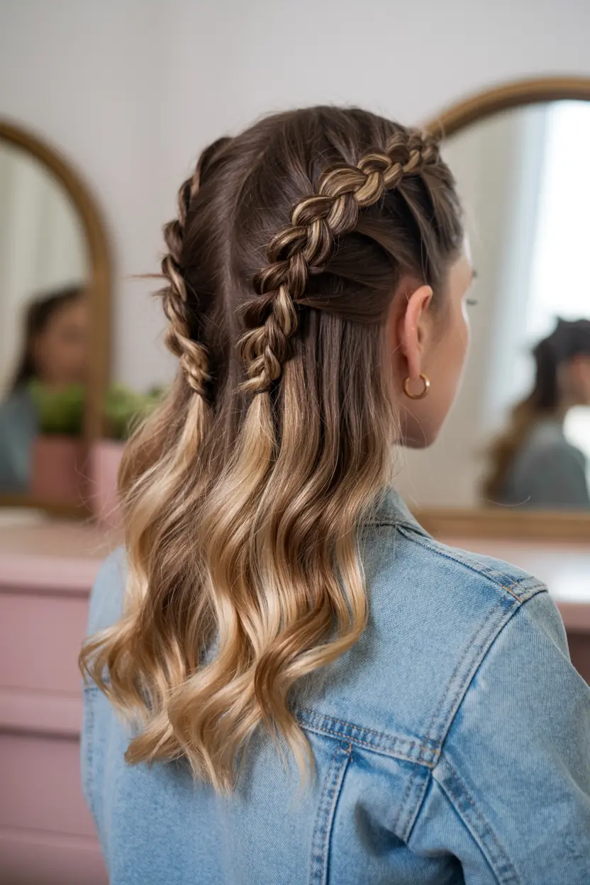 5.dutch braid half up pigtails