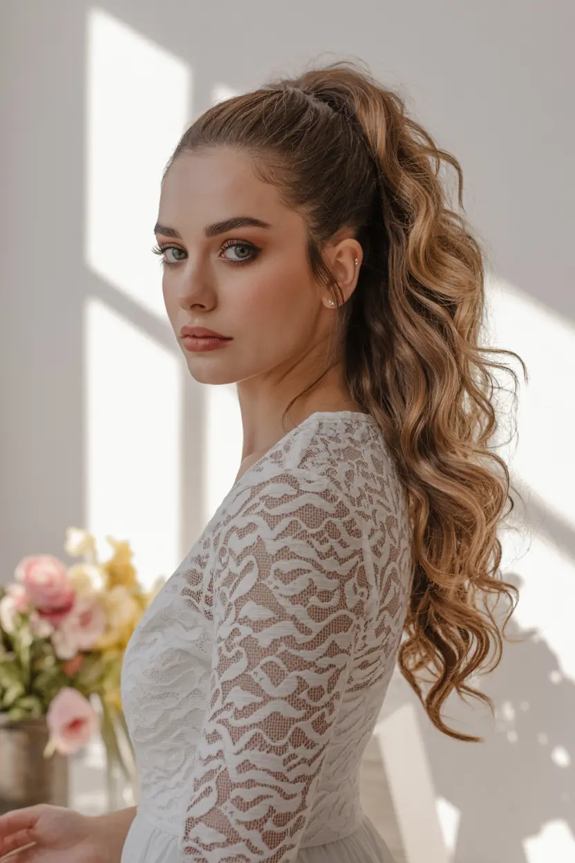 5.high voluminous ponytail