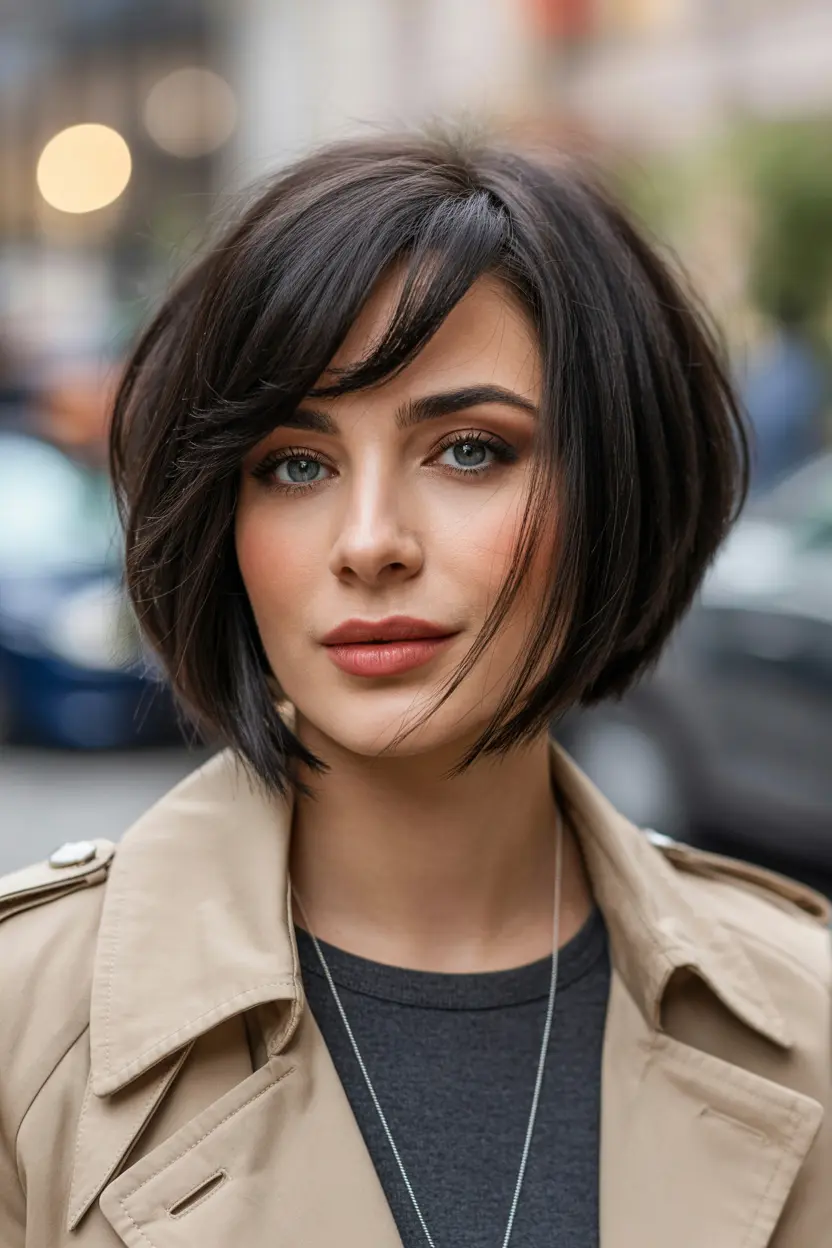 50.edgy angled wavy black bob