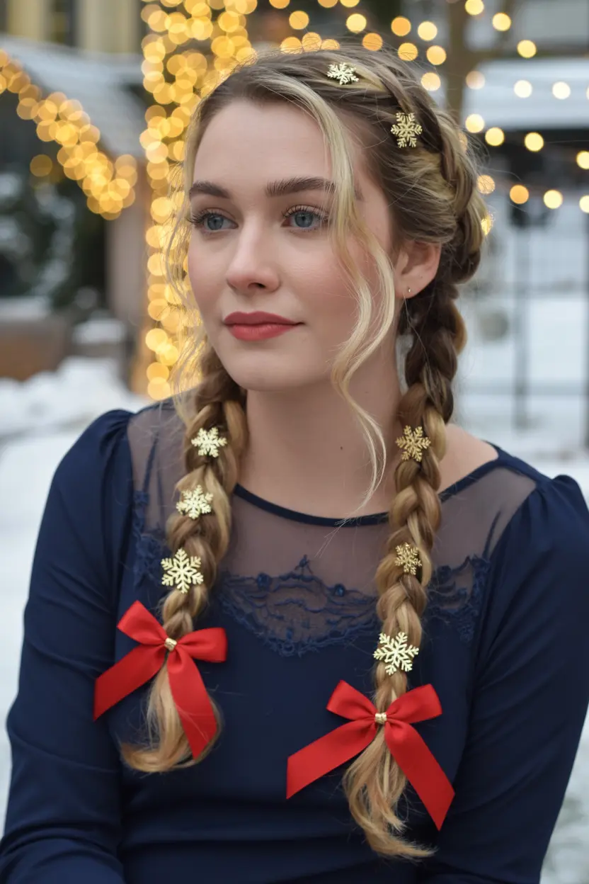50.mermaid inspired braid with holiday decor