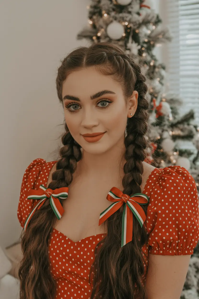 51. festive bubble braid with hair cuffs