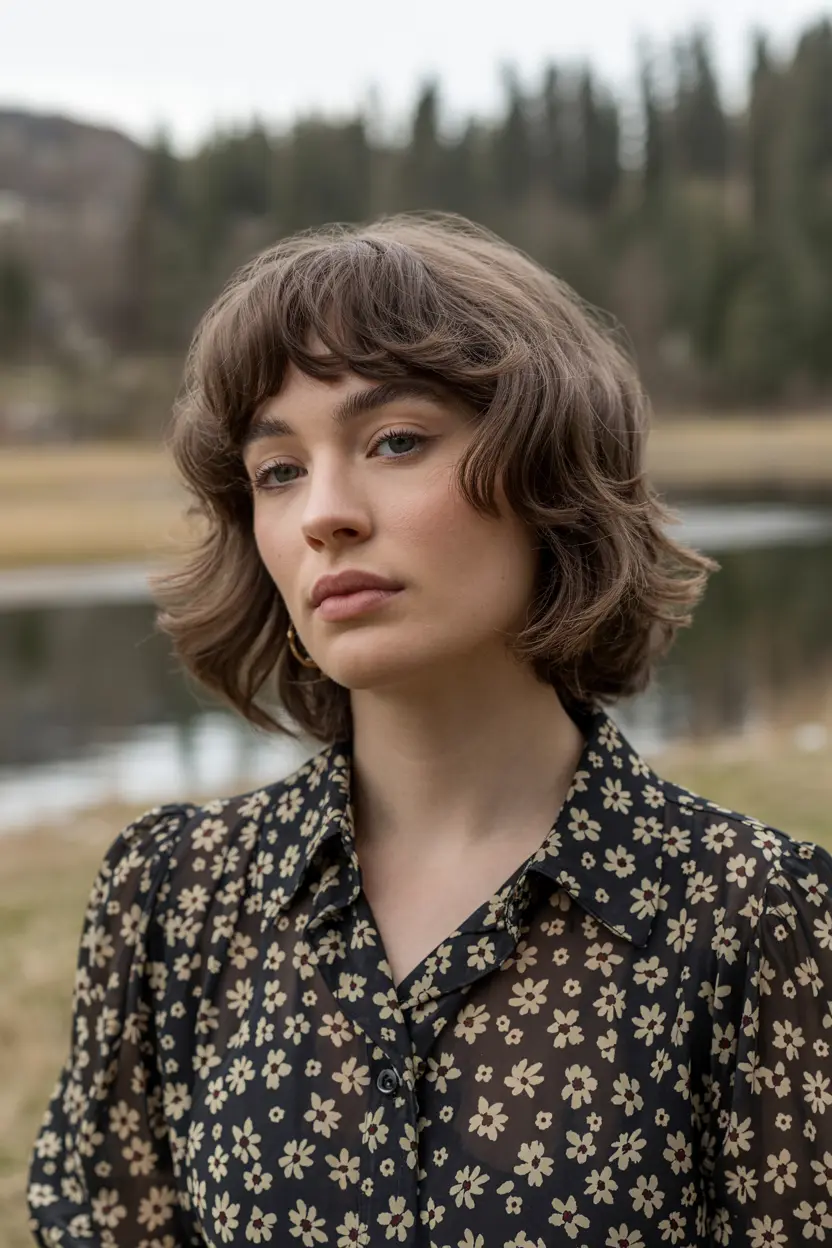 51.jagged lob with bangs