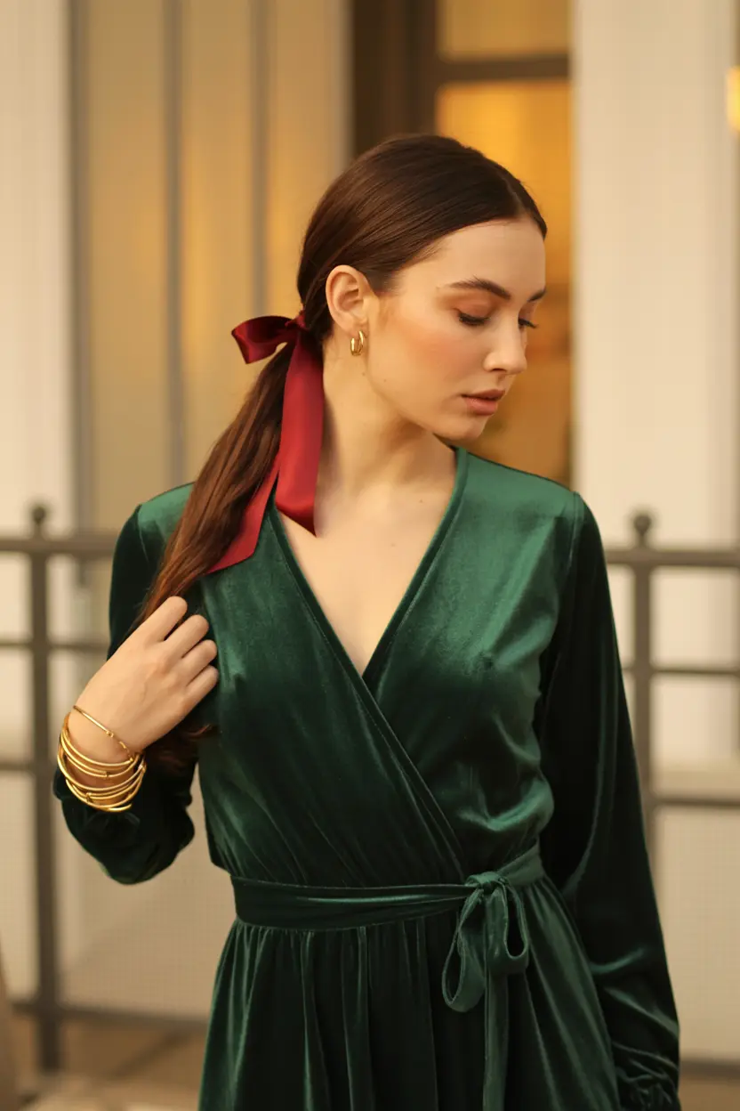 52.ribbon ponytail with elegance