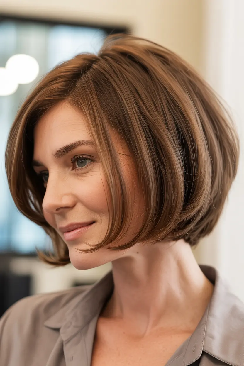 55.chic collarbone length with asymmetrical cut