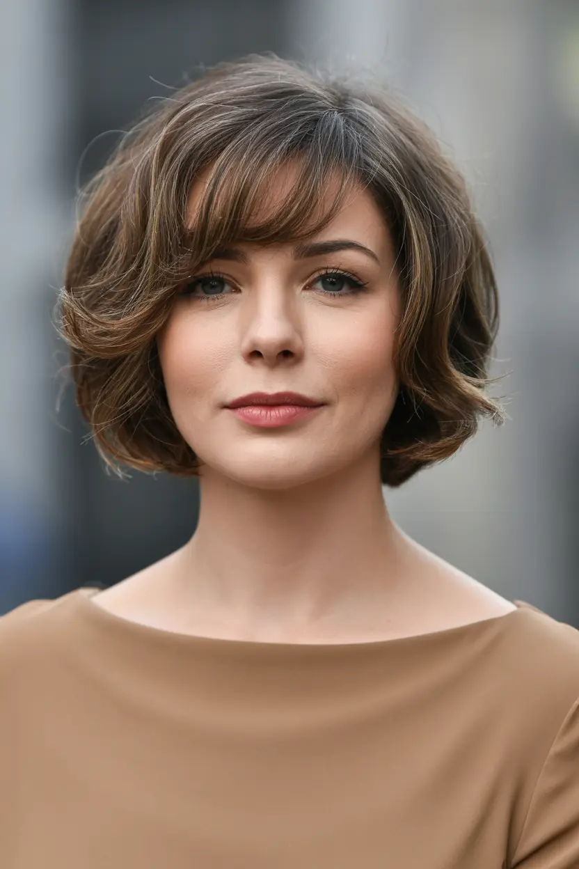 57.inverted wavy brown bob