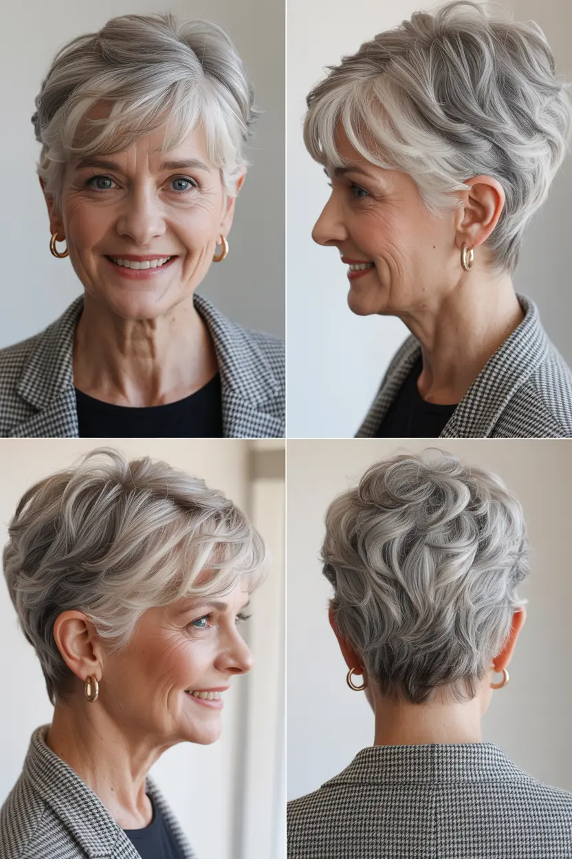 58. short razor cut with angled sunburns