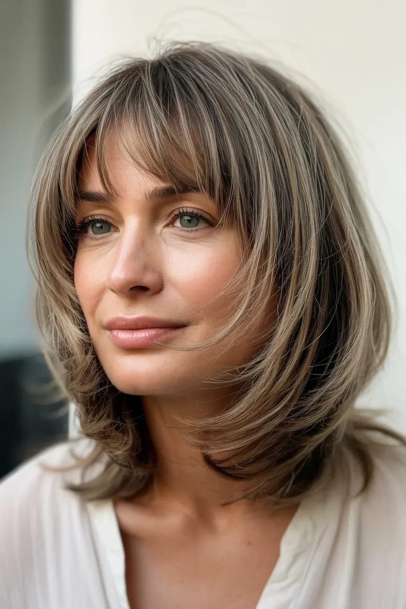 59.feathered shag for wispy bangs for thin hair