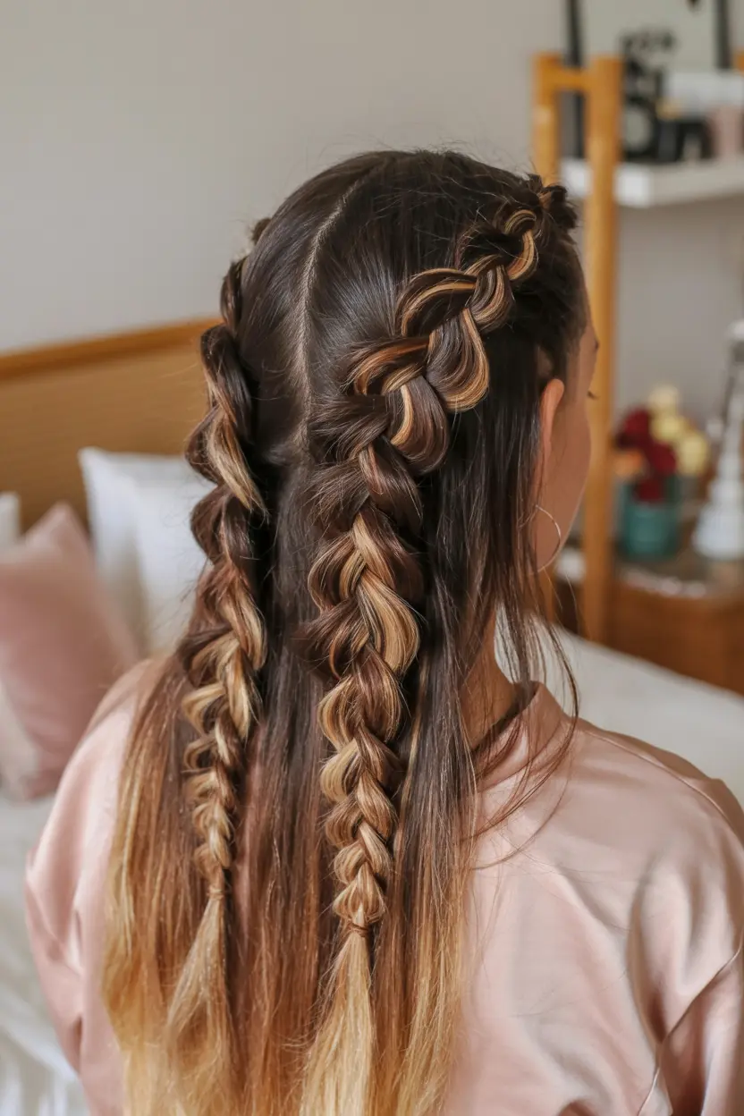6.fish half up pigtail braids