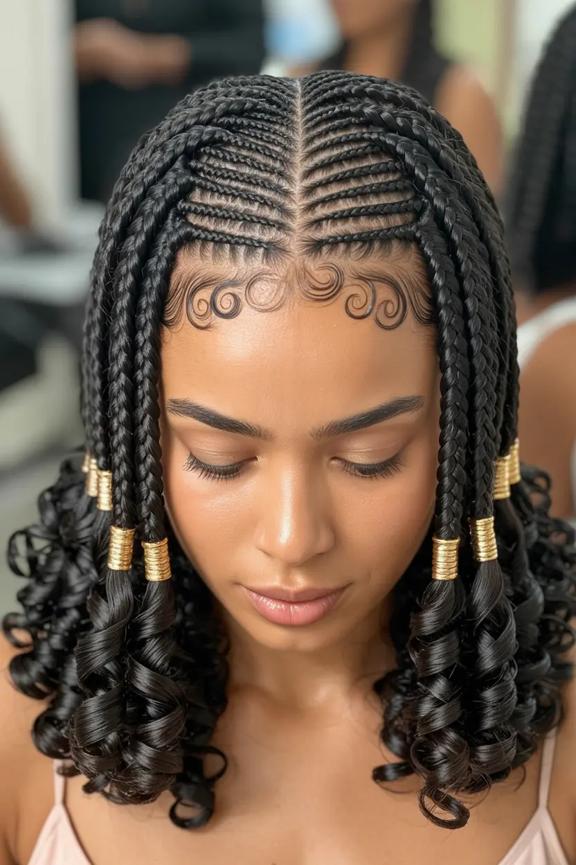 6.fulani braids with curls