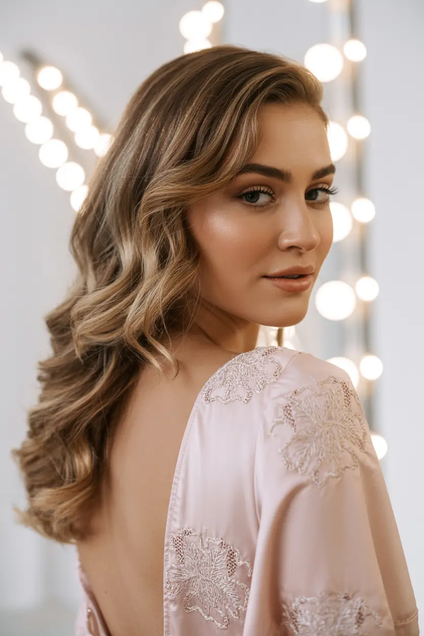 6.side swept hollywood waves