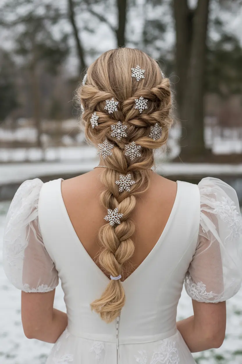 60.snowflake braid with silver glitter