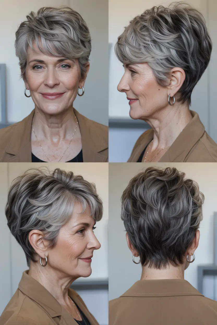 62. pixie with gray balayage
