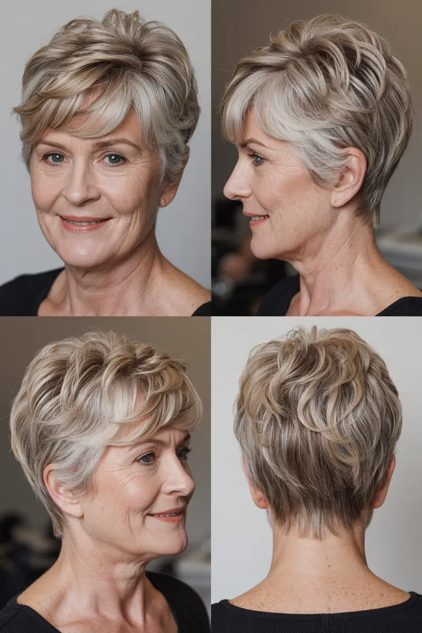63. textured pixie with side swept fringe