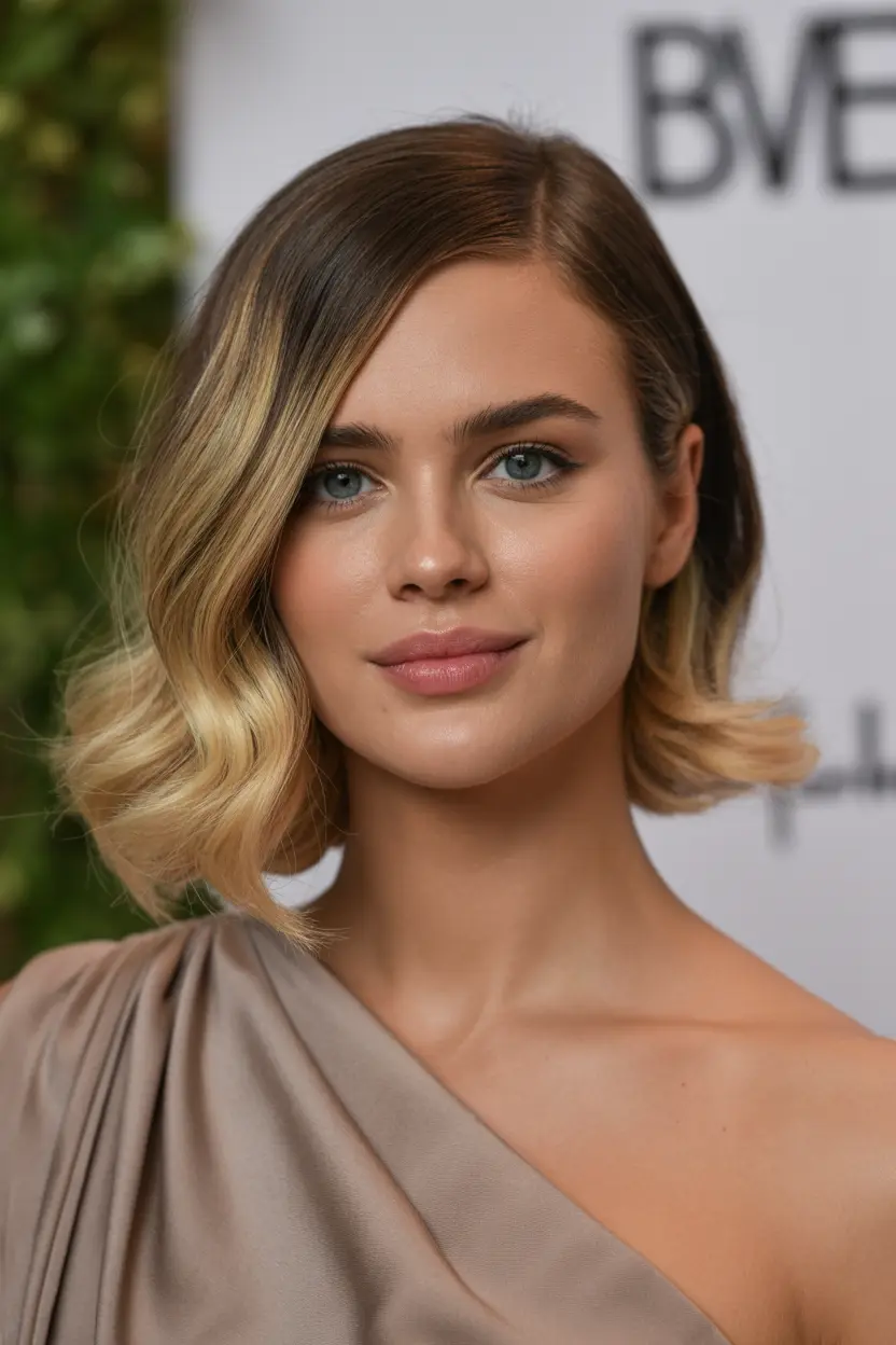 64.wavy bob with subtle highlights