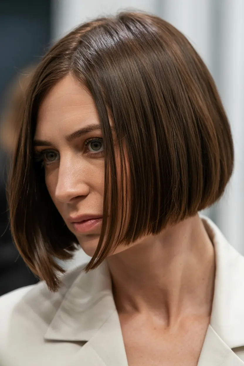65.sleek bob with side part