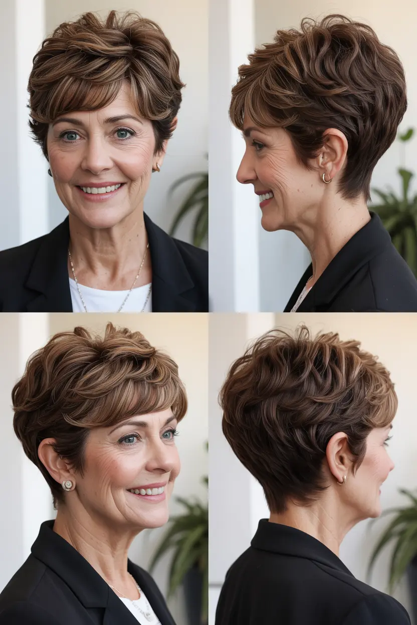 68. textured espresso pixie with piecey bangs