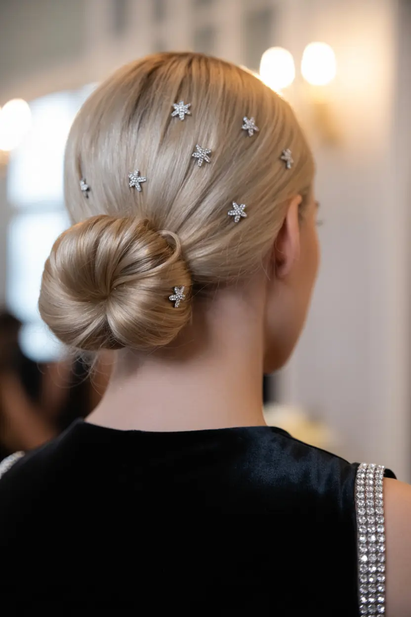 7.classic french twist with sparkle pins