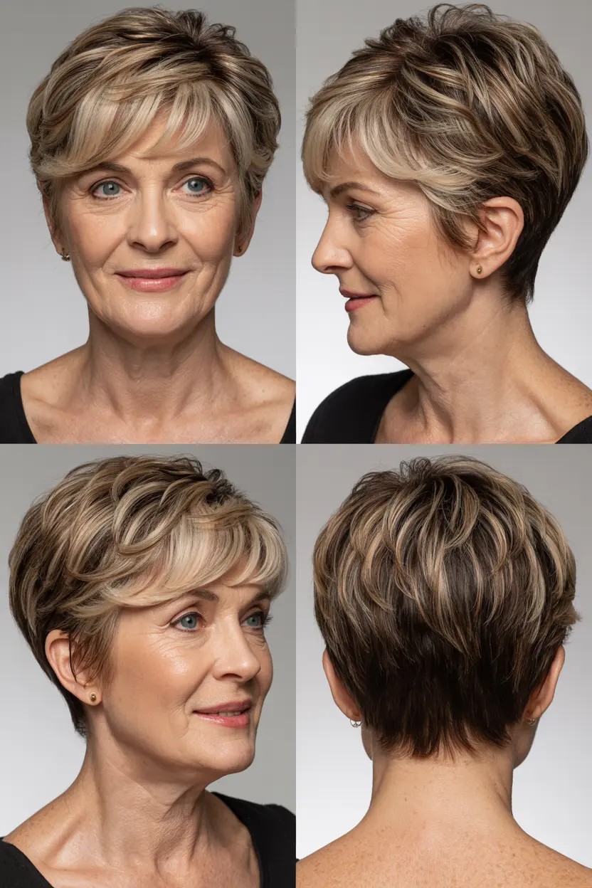 7.short brunetter pixie with side part