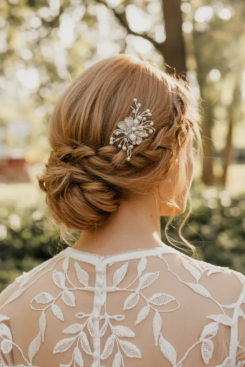 7.textured updo with tendrils