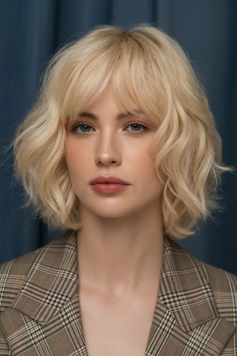 70.cute wavy bob with bangs