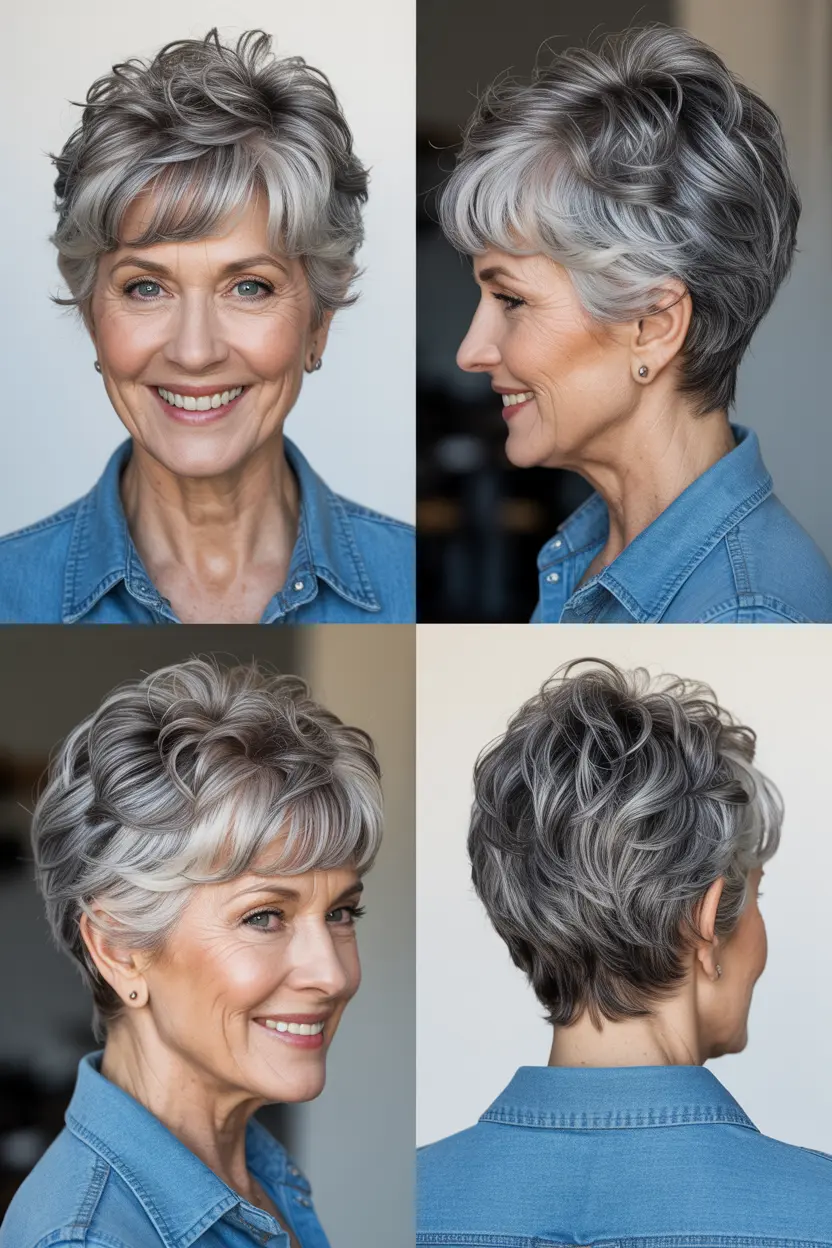 76. tousled piecey gray