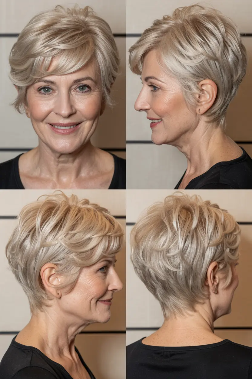 77. layered pixie with side part