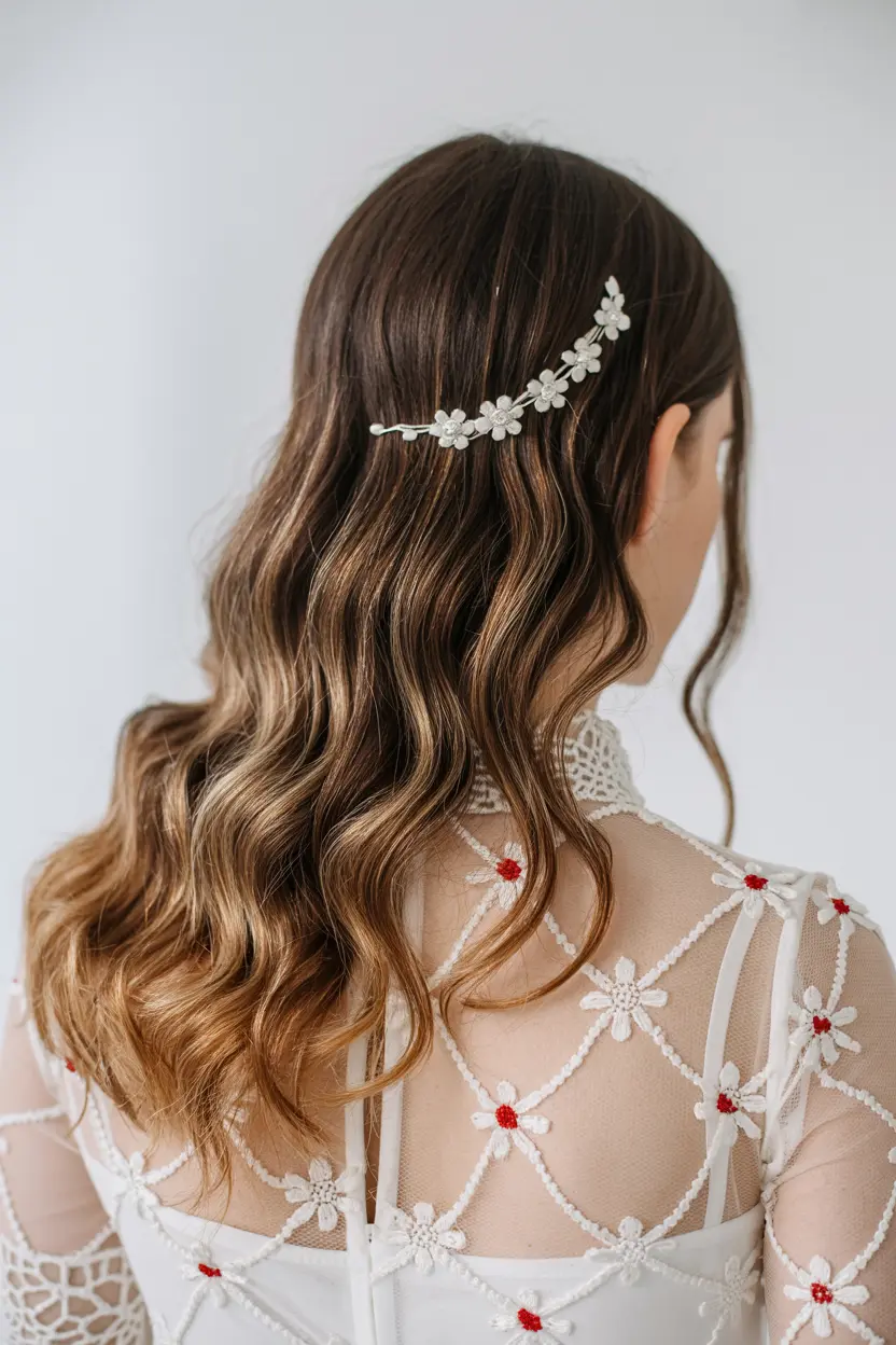 8.floral accent hair down