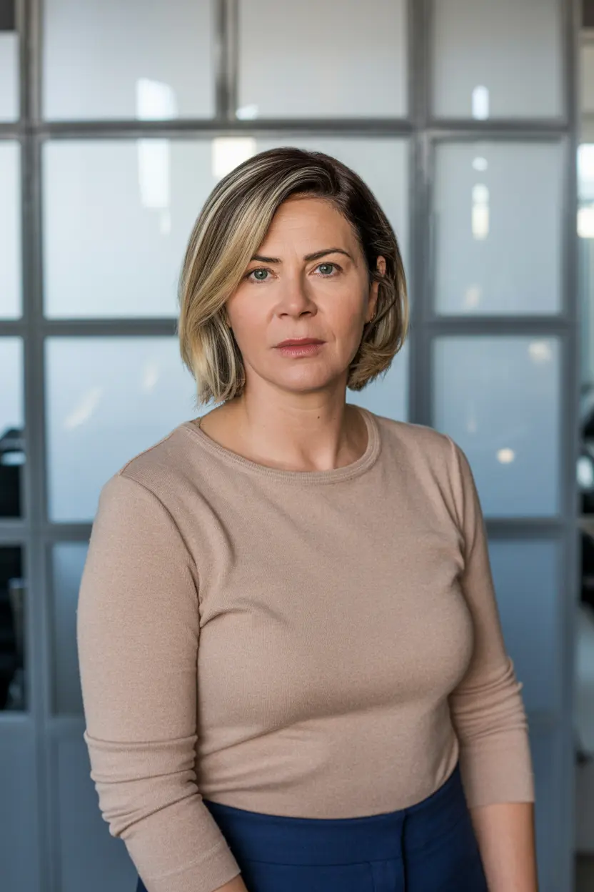 80.wavy bob with highlights