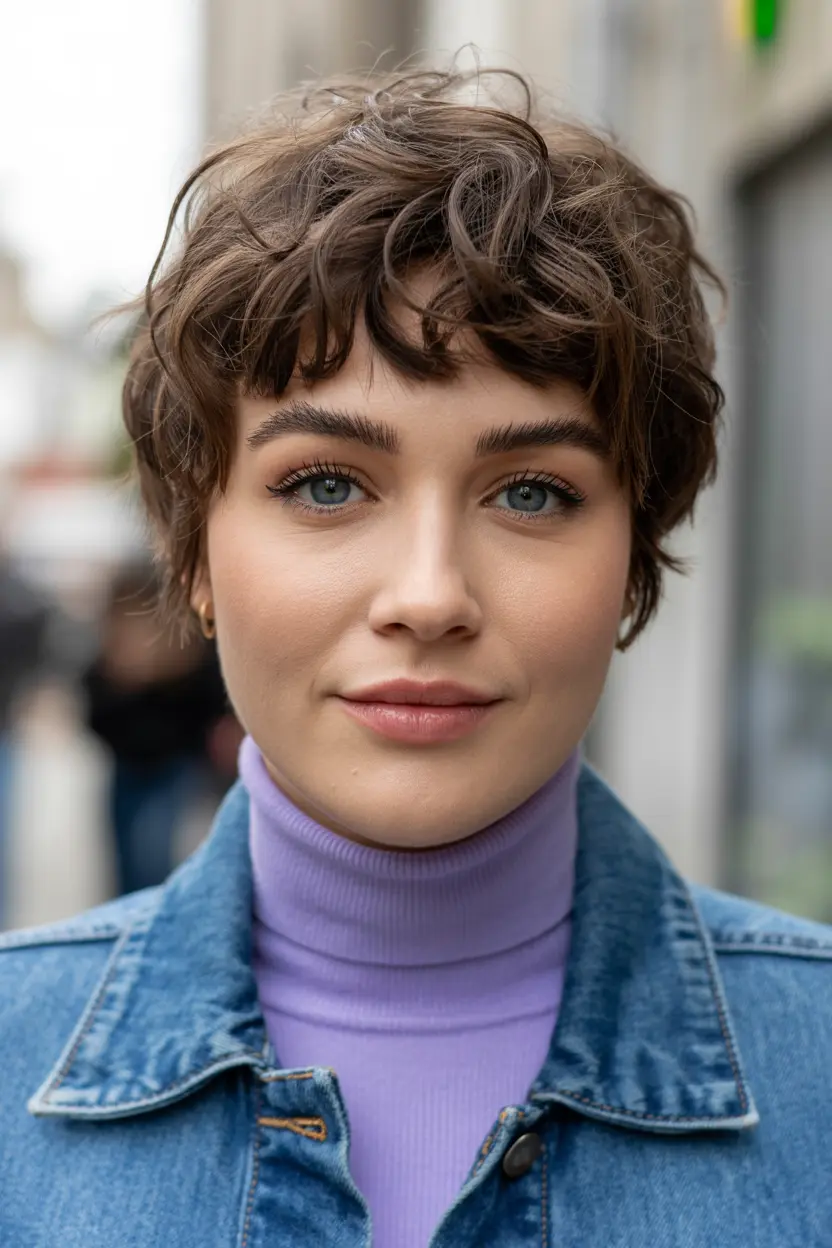 9.cute pixie with curly bangs