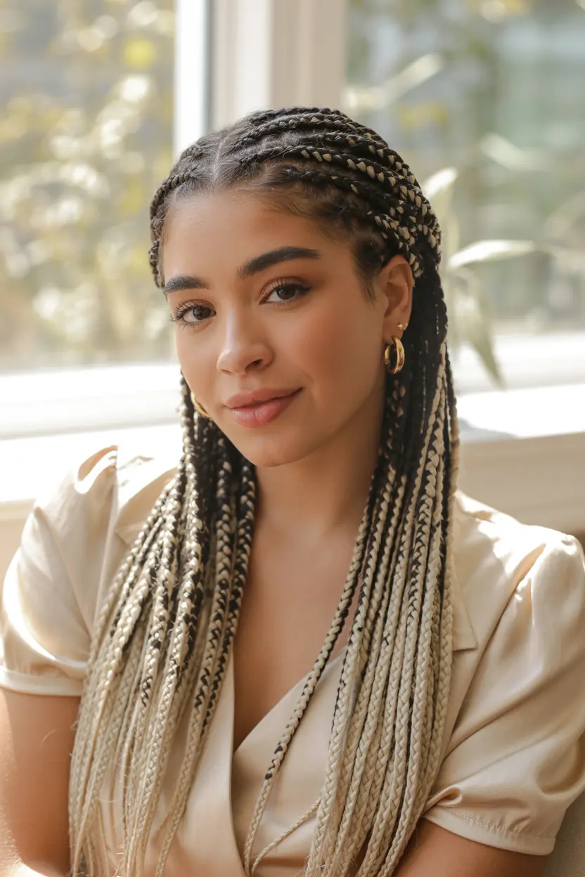 9.micro braid half up pigtails