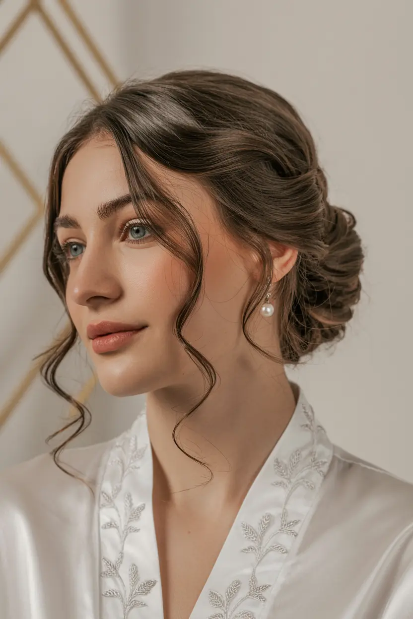 9.vintage low bun waves