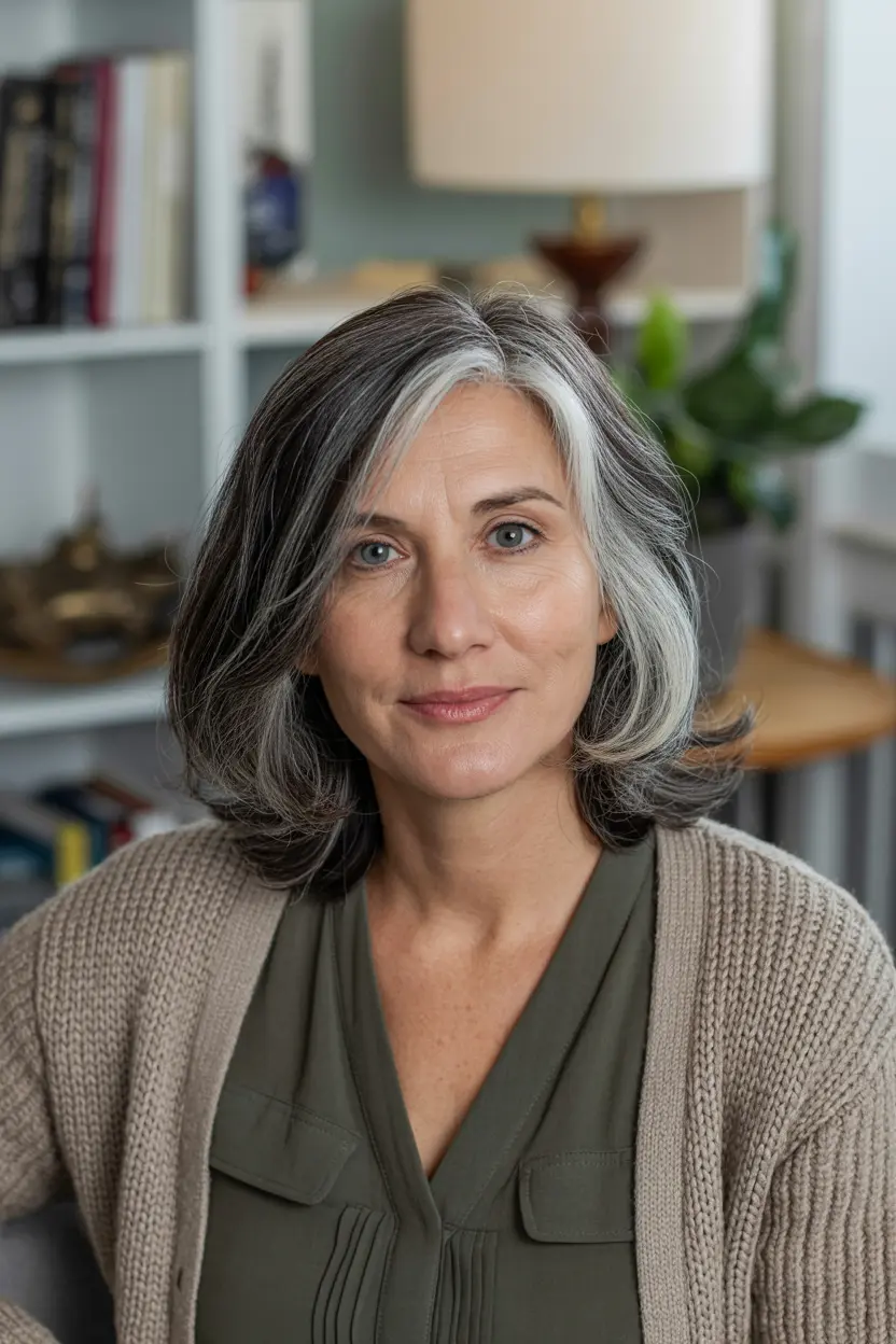 95.wavy brunette bob with highlights