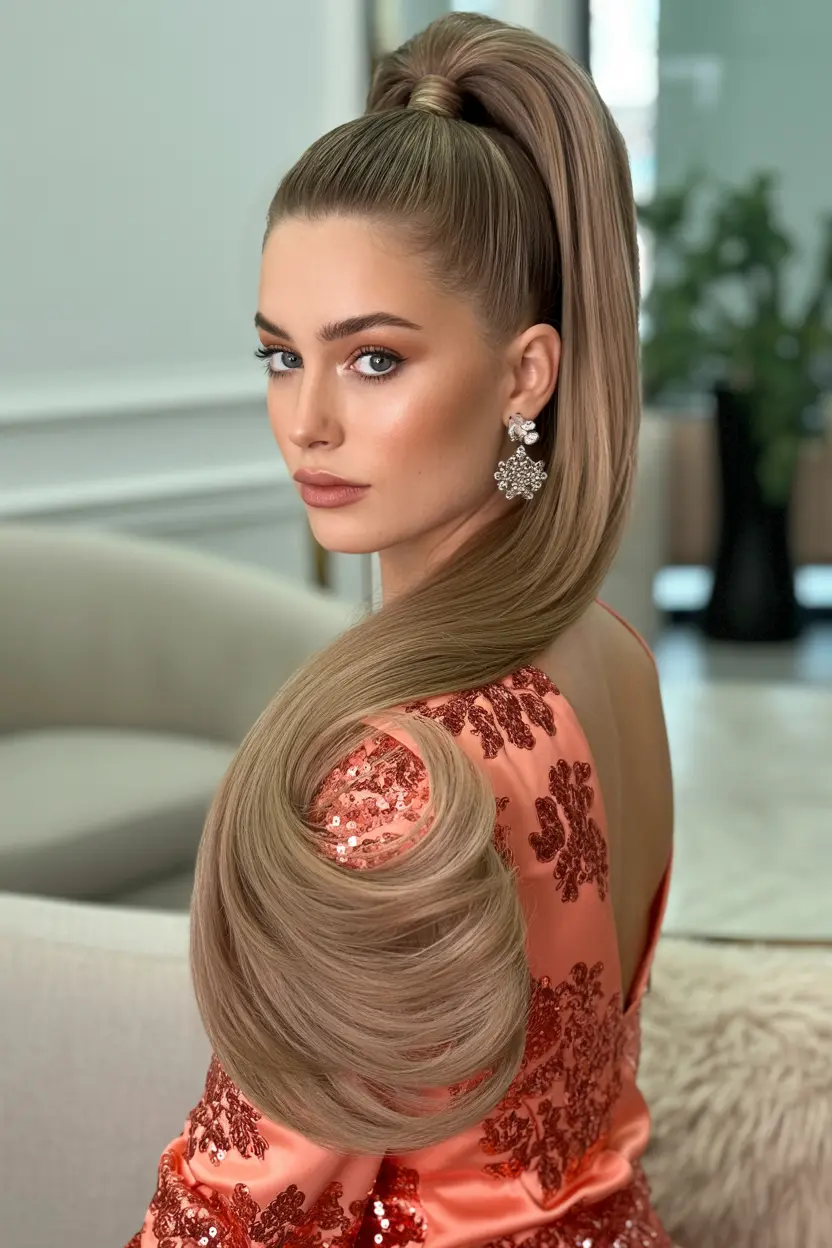 10.high voluminous ponytail