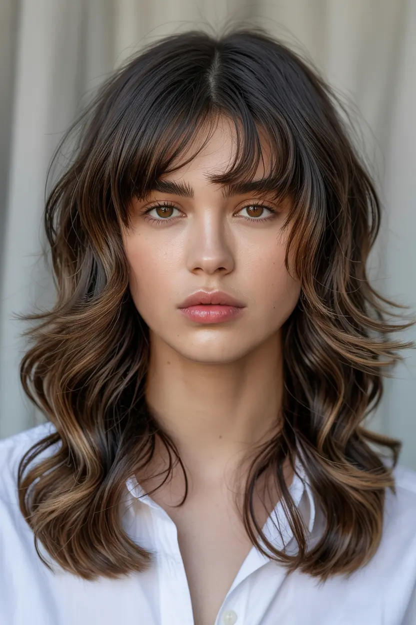 11.layered wolf cut with bangs