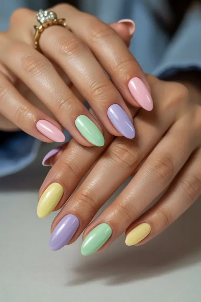 12. Pastel Almond Spring Nails