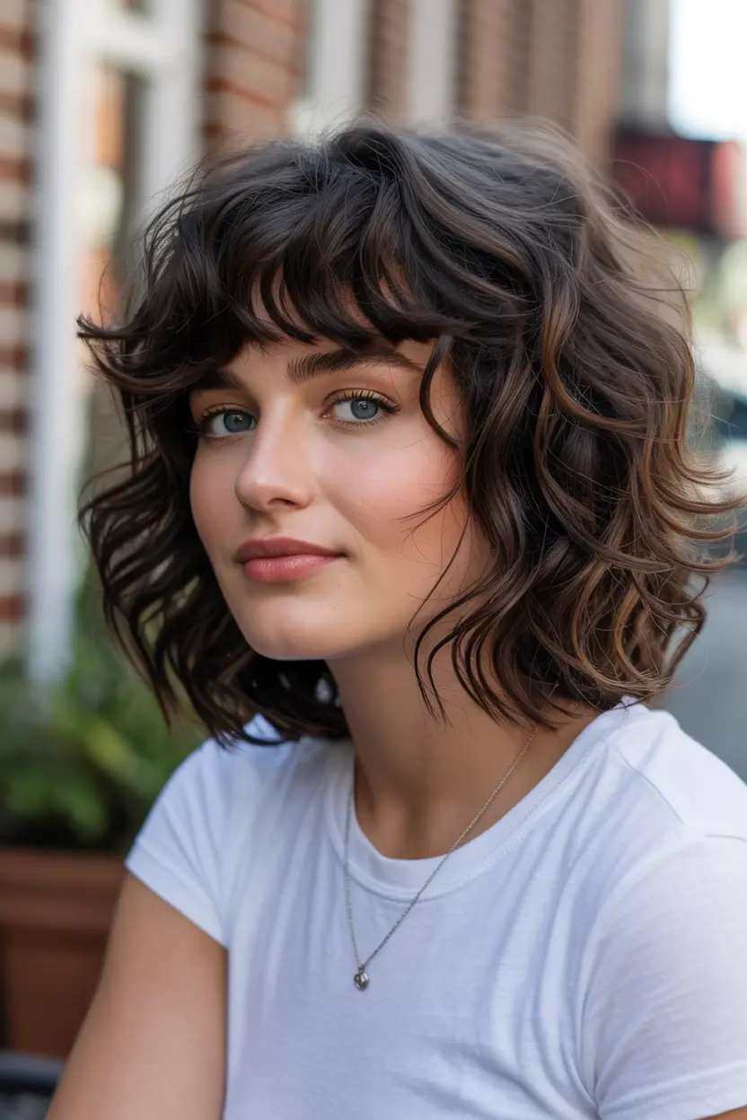 12.voluminous wolf cut with bangs