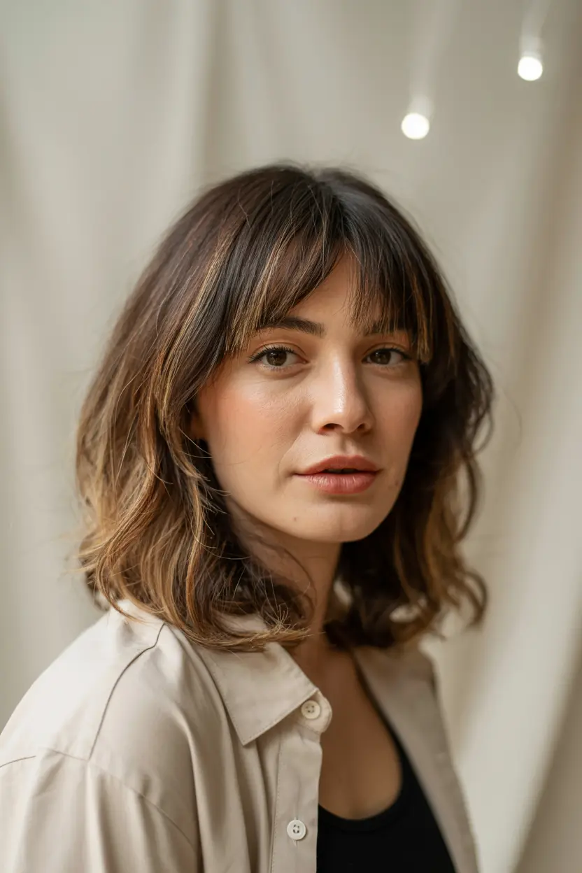 14. tapered wolf cut with bangs